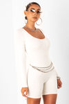 White Long Sleeve Unitard