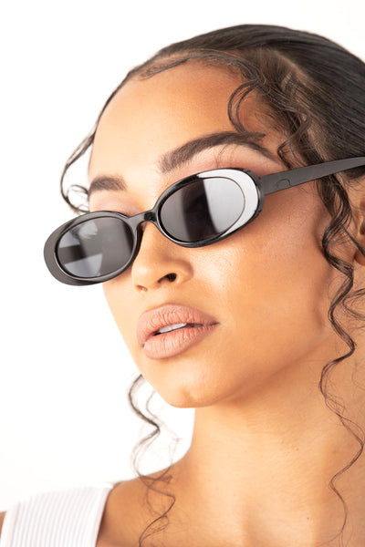 Black Vintage Style Round Frame Sunglasses