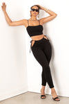 Black Cut Out Hip Pant & Crop Top Set