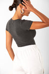 Charcoal Grey Basic Short Sleeve Crop