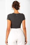 Charcoal Grey Basic Short Sleeve Crop