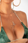 Diamond M Cursive Pendant- Gold