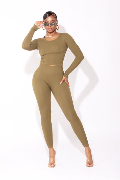 Olive Seamless Basic Leggings