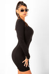 Black Basic Double Lined Mini Dress