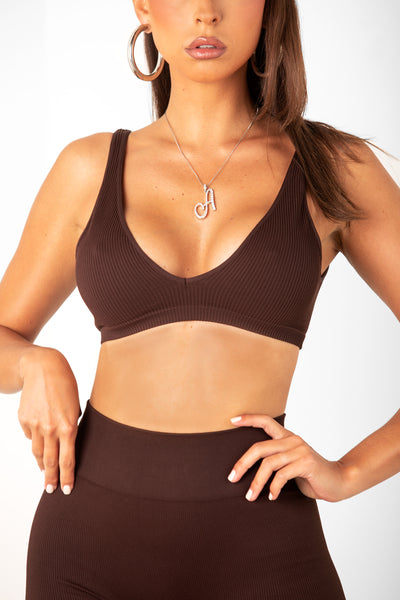 Chocolate Seamless Deep Neck Bralette