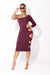 Burgundy Side Cutout One Shoulder Dress