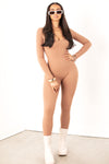 Nude Ribbed Scoop Neck Jumpsuit