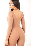 Nude Ribbed Scoop Neck Jumpsuit
