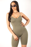 Olive Ribbed Shaping Romper