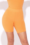 Light Orange Ribbed Biker Shorts