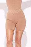 Nude Ribbed Biker Shorts