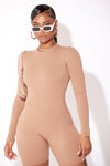 Nude Long Sleeve Zip Up Unitard