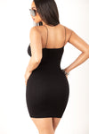Black Ribbed Strap Dress