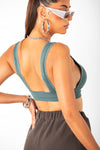 Teal Thick Ribbed Bra