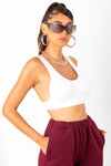 White Thick Ribbed Bra