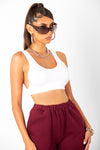 White Thick Ribbed Bra