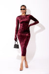 Burgundy Velvet Long Sleeve Dress