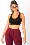 Black Thick Ribbed Bra