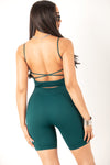 Teal Low Back Crop Top
