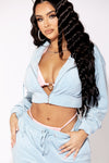 Blue Sorella Velour Zip Up Hoodie