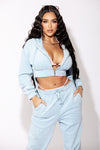 Blue Sorella Velour Zip Up Hoodie