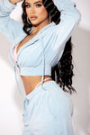 Blue Sorella Velour Zip Up Hoodie