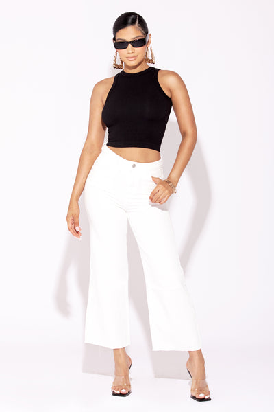 White High waist denim boyfriend jeans