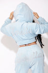 Blue Sorella Velour Zip Up Hoodie