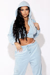 Blue Sorella Velour Zip Up Hoodie