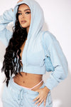 Blue Sorella Velour Zip Up Hoodie