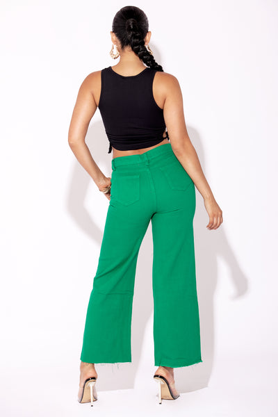 Green High waist denim boyfriend jeans