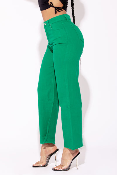 Green High waist denim boyfriend jeans