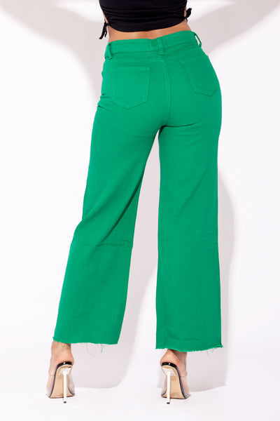 Green High waist denim boyfriend jeans