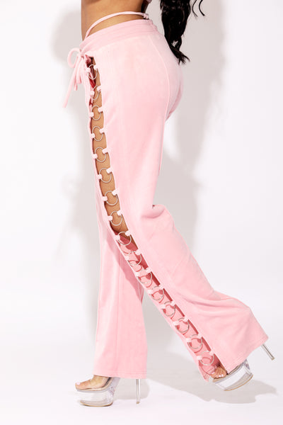 Pink Sorella Velour O Ring Pants