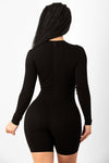 Black Long Sleeve Zip Up Unitard