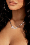 Silver Boss Nameplate Necklace