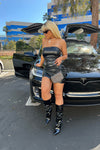 Faux Leather Tube Top Mini Dress