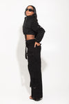 Black Cargo Corduroy Pants
