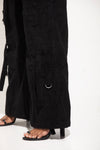 Black Cargo Corduroy Pants