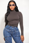 Charcoal Mock Neck Long sleeve Top
