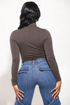 Charcoal Mock Neck Long sleeve Top