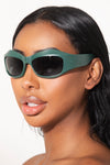 Oversized Sport Goggle Sunglasses Green