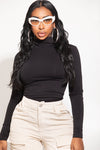 Black Mock Neck Long sleeve Top