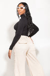 Black Mock Neck Long sleeve Top