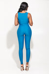 Blue Front Cut Out Jumpsuit