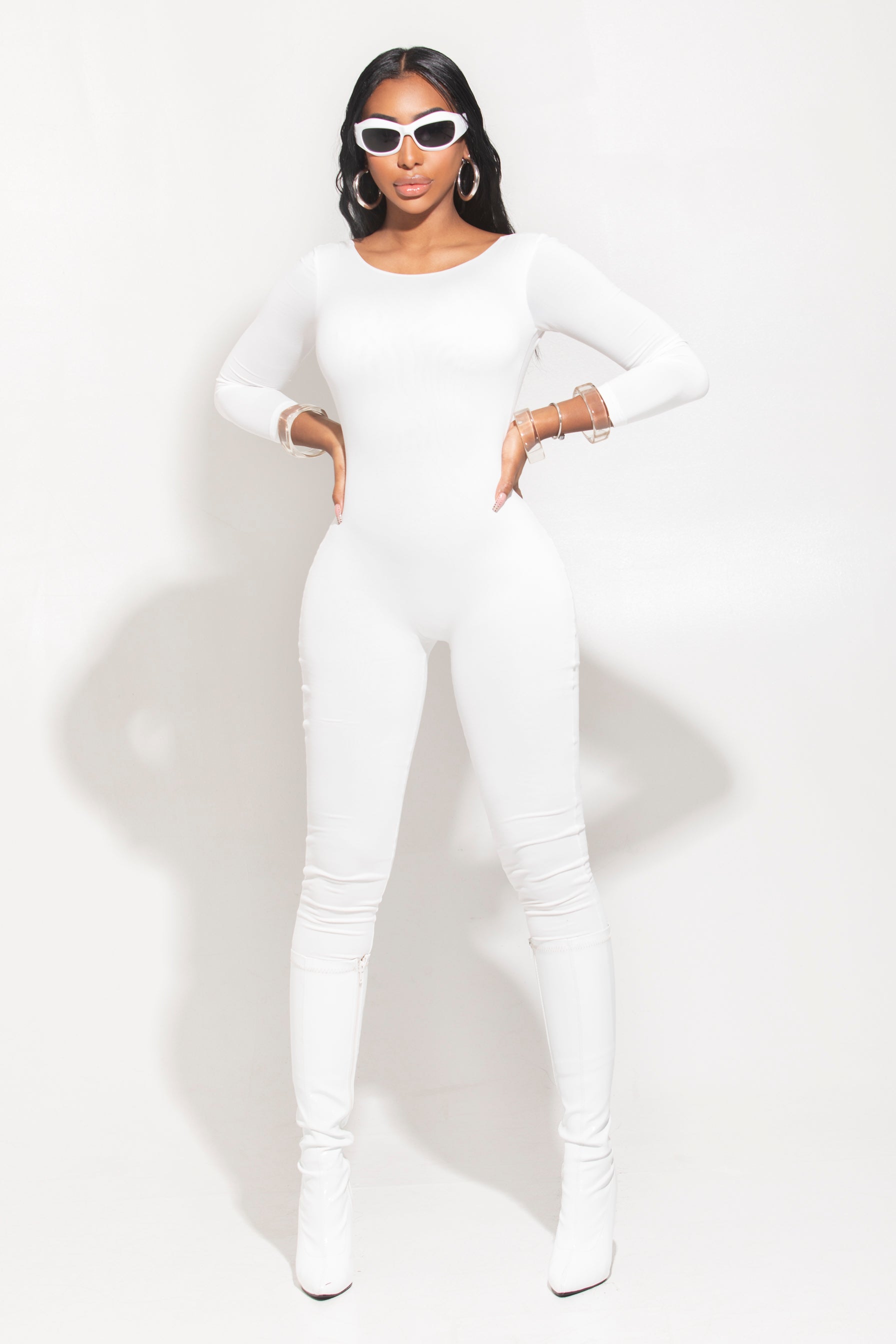 All white fitted jumpsuit 2025