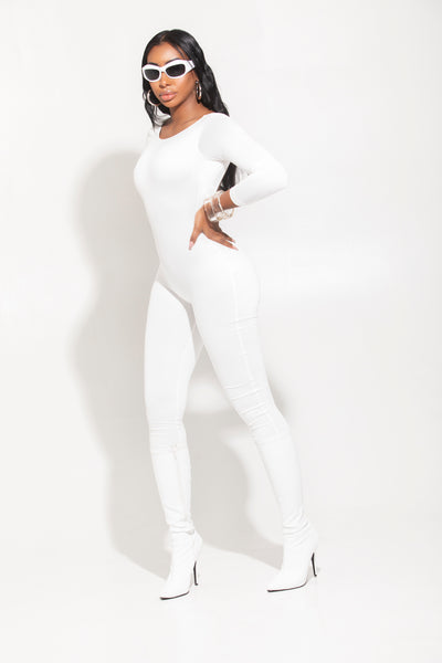 White Deep Back Jumpsuit