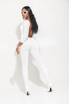 White Deep Back Jumpsuit