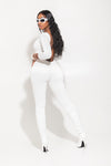 White Deep Back Jumpsuit