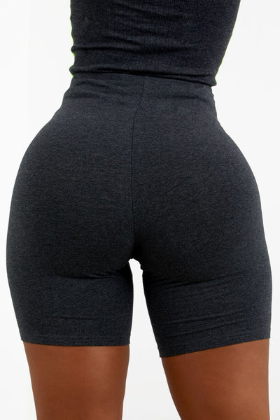 Charcoal Cotton Biker Shorts.